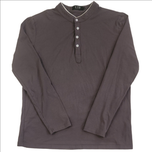 YTD Men's Charcoal Long Sleeve Quarter Button Shirt